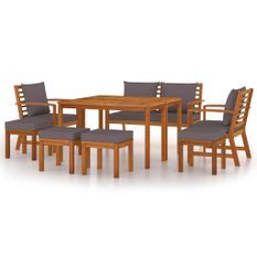 Ensemble à manger de jardin coussins 9 pcs Bois acacia