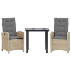 Ensemble à manger de jardin et coussins 3 pcs mélange beige