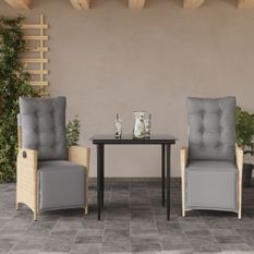 Ensemble à manger de jardin et coussins 3 pcs mélange beige