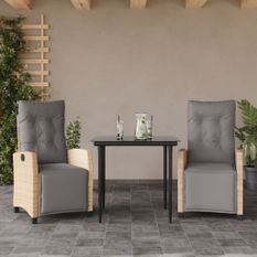 Ensemble à manger de jardin et coussins 3 pcs mélange beige