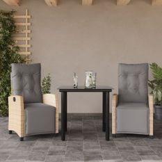 Ensemble à manger de jardin et coussins 3 pcs mélange beige