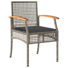 Ensemble à manger de jardin et coussins 7 pcs gris rotin