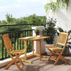 Ensemble à manger de jardin pliable 3 pcs bois d'acacia massif