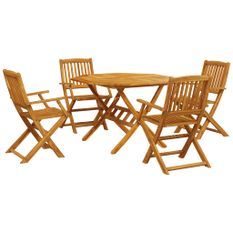 Ensemble à manger de jardin pliable 5 pcs bois massif d’acacia