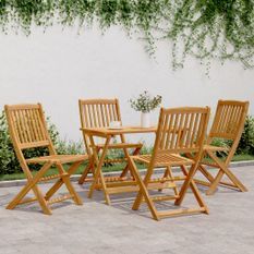 Ensemble à manger de jardin pliable 5 pcs bois massif d’acacia