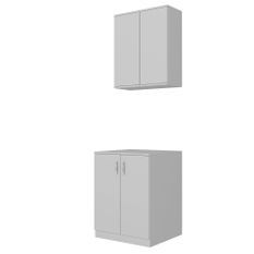 Ensemble Armoire pour Machine à Laver et étagère en Bois Blanc