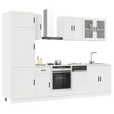 Ensemble d'armoires cuisine 8pcs Kalmar blanc bois d'ingénierie