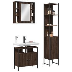 Ensemble d'armoires de salle de bain 3 pcs chêne marron