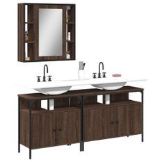 Ensemble d'armoires de salle de bain 3 pcs chêne marron