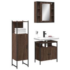 Ensemble d'armoires de salle de bain 3 pcs chêne marron