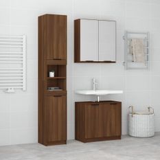 Ensemble d'armoires de salle de bain 3 pcs chêne marron