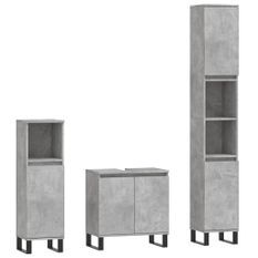 Ensemble d'armoires de salle de bain 3 pcs gris béton