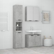 Ensemble d'armoires de salle de bain 3 pcs gris béton