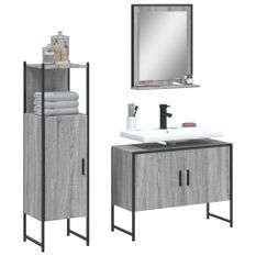 Ensemble d'armoires de salle de bain 3 pcs sonoma gris