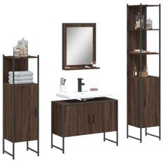 Ensemble d'armoires de salle de bain 4 pcs chêne marron