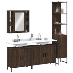 Ensemble d'armoires de salle de bain 4 pcs chêne marron