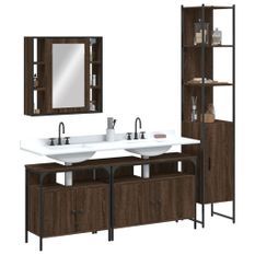 Ensemble d'armoires de salle de bain 4 pcs chêne marron