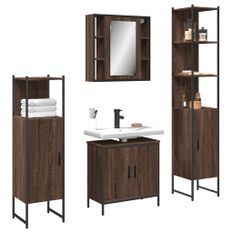 Ensemble d'armoires de salle de bain 4 pcs chêne marron