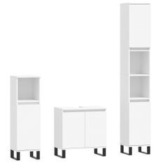 Ensemble d'armoires salle de bain 3 pcs blanc bois d'ingénierie