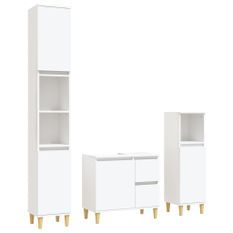 Ensemble d'armoires salle de bain 3 pcs blanc bois d'ingénierie