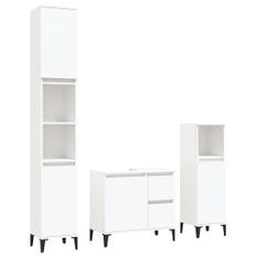 Ensemble d'armoires salle de bain 3 pcs blanc bois d'ingénierie