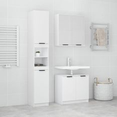 Ensemble d'armoires salle de bain 3 pcs blanc bois d'ingénierie