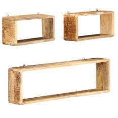 Ensemble d'étagère cube 3 pcs Bois solide de manguier