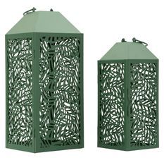 Ensemble de 2 lanternes à sculpter - 17,8 x 17,8 x 44 cm - 13,8 x 13,8 x 34 cm