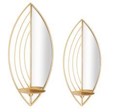 Ensemble de 2 porte-bougies muraux en forme de feuille, 18 x 13 x 41 cm - 15 x 13 x 35 cm