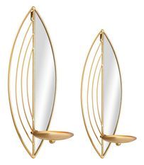 Ensemble de 2 porte-bougies muraux en forme de feuille, 18 x 13 x 41 cm - 15 x 13 x 35 cm