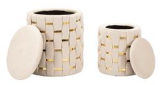 Ensemble de 2 pots à crème avec rangement shanty, dimensions : 37 x 42 cm et 28 x 35 cm