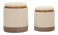 Ensemble de 2 poufs de rangement style nordique avec plateaux amovibles Cyle
