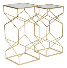 Ensemble de 2 verres de table, dimensions : 31,5 x 31,5 x 68 cm et 28 x 28 x 64 cm