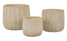 Ensemble de 3 pièces cachepot flake, dimensions : 30,5 x 27 cm, 25 x 22,2 cm et 19,5 x 18 cm