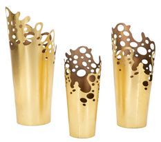 Ensemble de 3 pots de fleurs glamour à bord perforé 33 x 32,4 x 75,6 cm28,6 x 27,3 x 64,1 cm23,5 x 22,2 x 52,7 cm