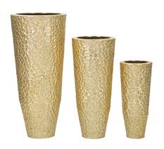 Ensemble de 3 vases métal doré design relief LIMA