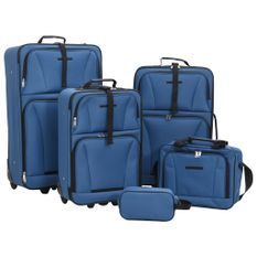 Ensemble de bagages de voyage bleu tissu