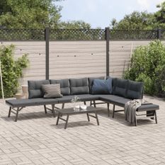 Ensemble de bancs de jardin avec coussins 5 pcs noir