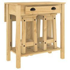 Ensemble de bar 3 pcs bois de pin massif