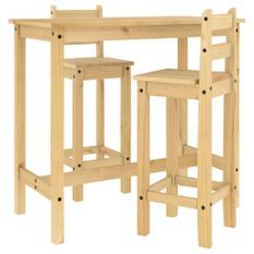 Ensemble de bar 3 pcs Bois de pin massif