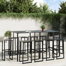 Ensemble de bar de jardin 11 pcs noir acier enduit de poudre