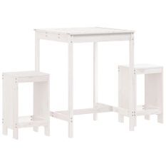 Ensemble de bar de jardin 3 pcs blanc bois de pin massif