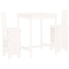 Ensemble de bar de jardin 3 pcs blanc bois de pin massif