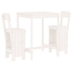 Ensemble de bar de jardin 3 pcs blanc bois de pin massif