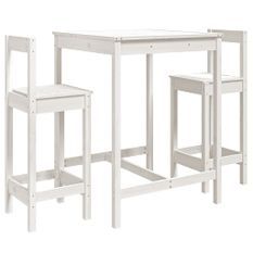 Ensemble de bar de jardin 3 pcs blanc bois de pin massif