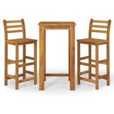 Ensemble de bar de jardin 3 pcs bois d'acacia solide