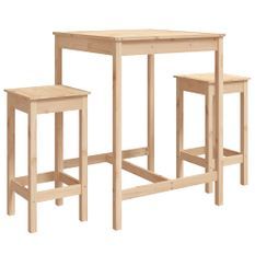 Ensemble de bar de jardin 3 pcs bois de pin massif