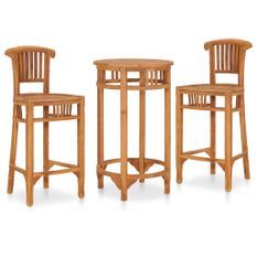 Ensemble de bar de jardin 3 pcs Bois de teck solide