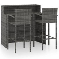 Ensemble de bar de jardin 3 pcs Gris 5