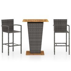 Ensemble de bar de jardin 3 pcs Gris 4